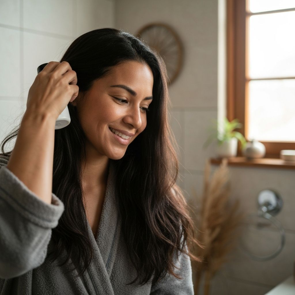 Woman maintaining her salon hair results at home